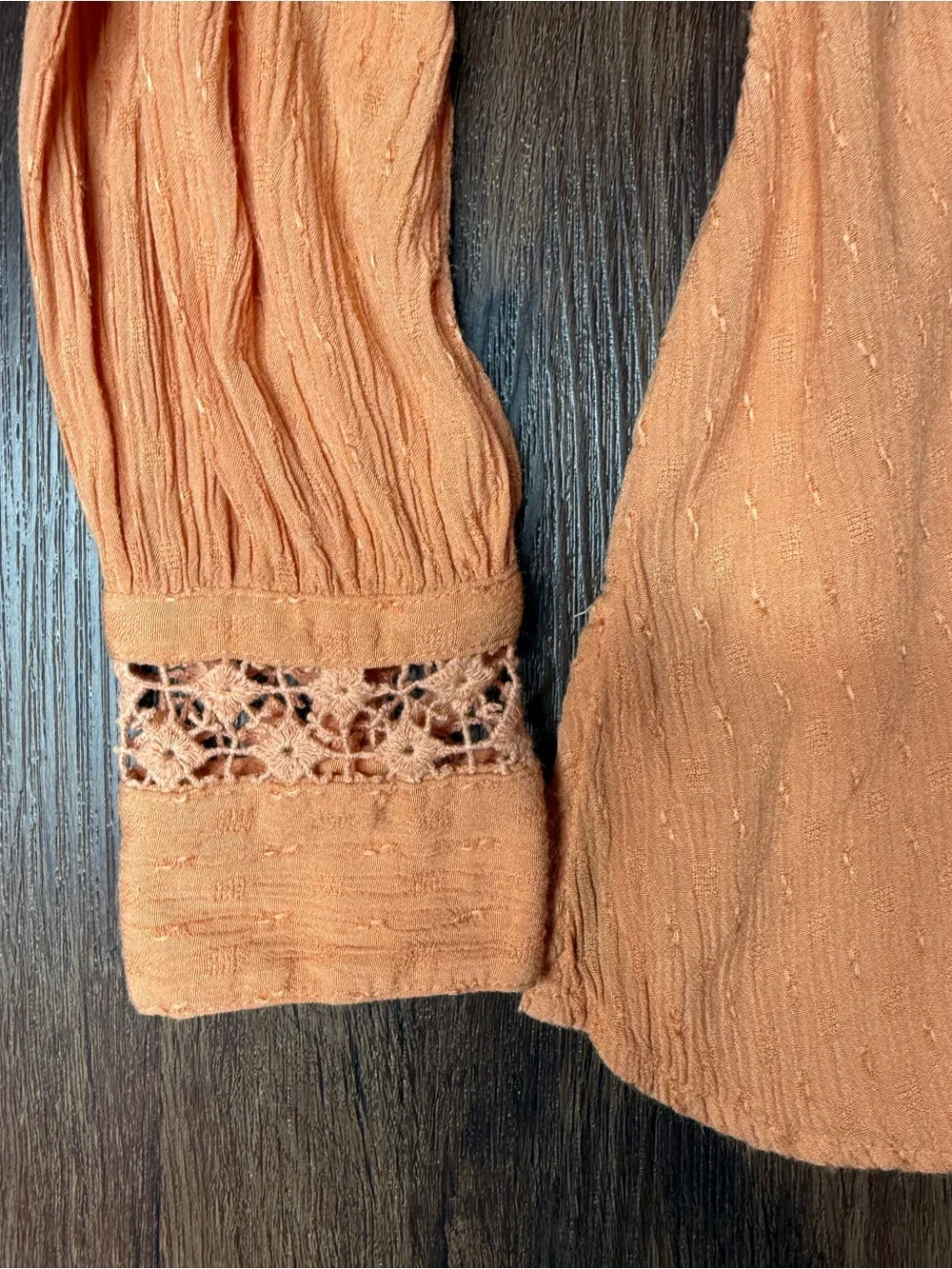 Free People Peach Crochet Lace Back Boho Blouse S